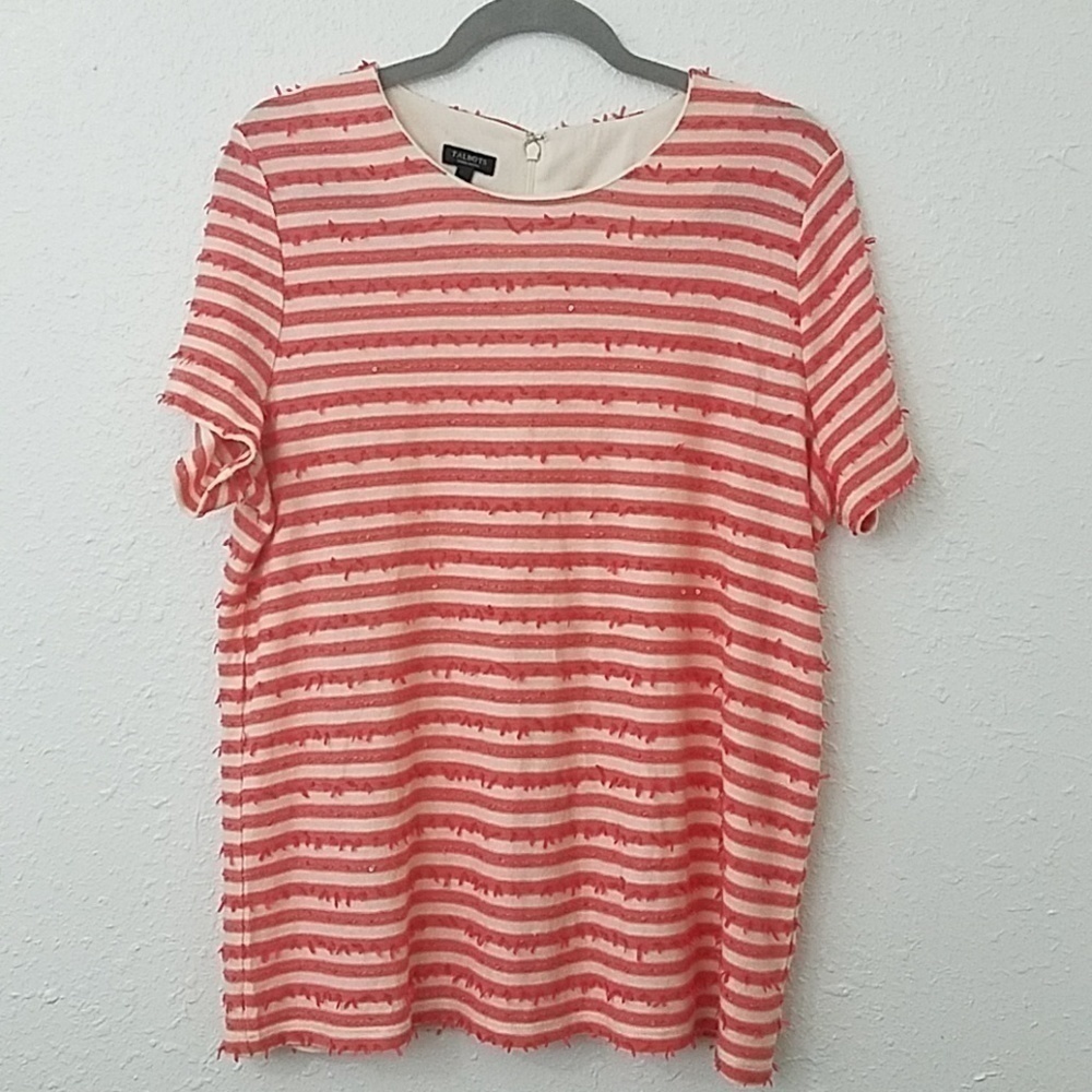 talbots 1XP striped blouse sequin ruffled stripes